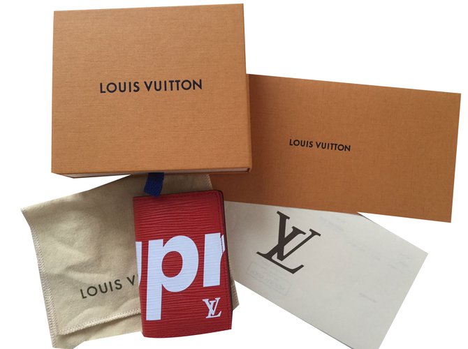 Organizer Louis Vuitton x Supreme Organizador de bolsillo Roja Cuero  ref.58372