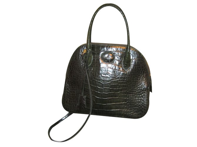 Lancel Handbags Olive green Leather  ref.58382