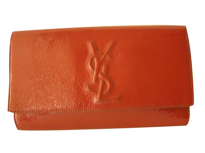Yves Saint Laurent Clutch bags Cognac Patent leather  ref.58446