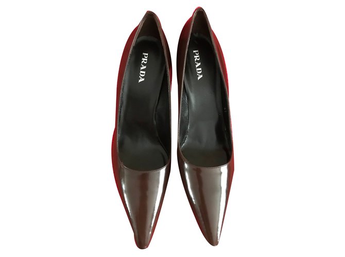 PRADA Womens Calzature Donna leather heels - Brown - Size 41 / 8   - Joli Closet