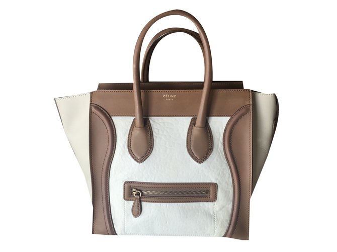 Céline Handbags White Leather  ref.58485