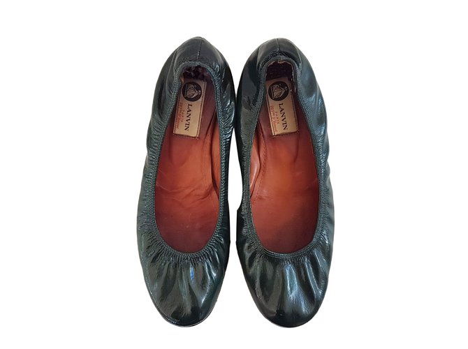 Lanvin Ballet flats Green Patent leather  ref.58575