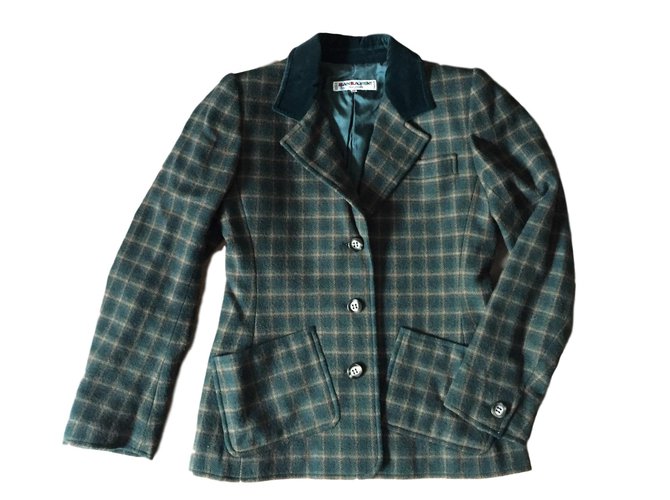 Yves Saint Laurent Jackets Olive green Wool  ref.58591