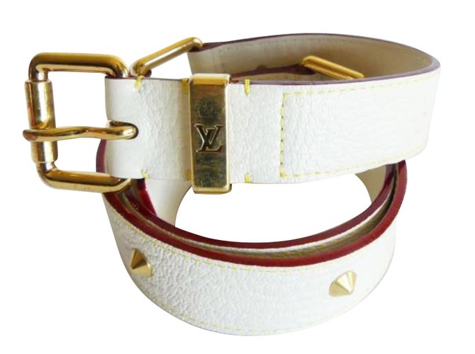 Louis Vuitton Cintos Fora de branco Couro  ref.58641