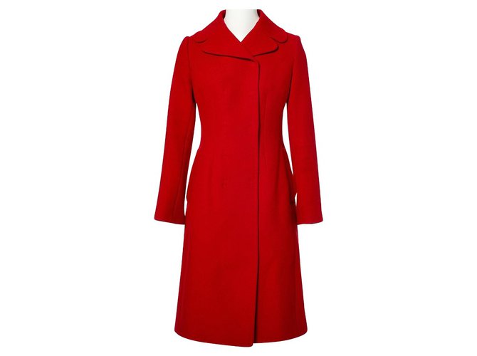 Dolce & Gabbana Abrigo de lana rojo de longitud media. Roja Cachemira  ref.58651