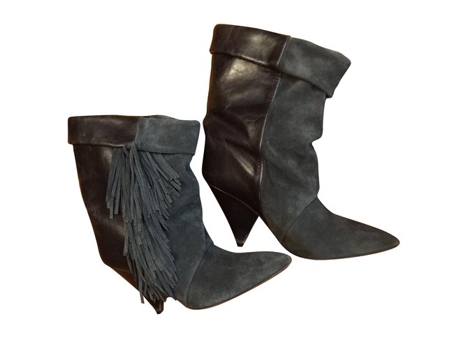 Dalset Gespecificeerd Een hekel hebben aan Isabel Marant Pour H&M Boots Dark grey Suede Leather ref.58658 - Joli Closet