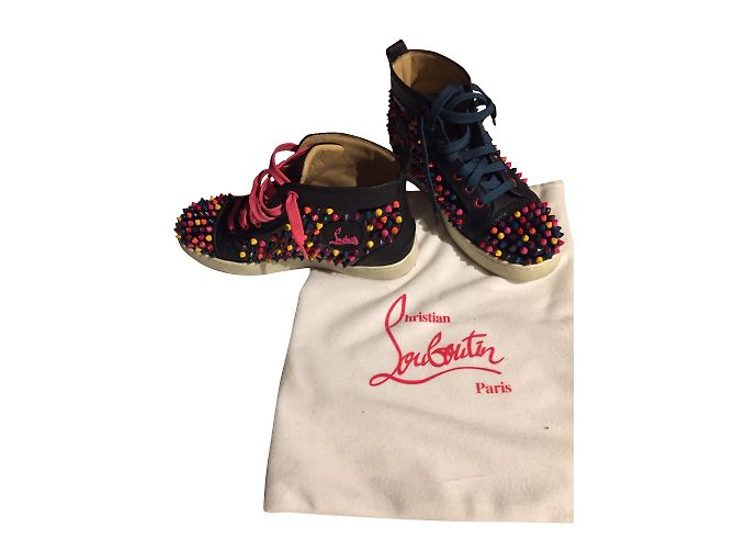Sneakers Christian Louboutin in pelle nera multicolore