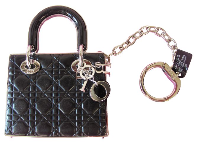 Dior Amuletos bolsa Negro Cuero Metal  ref.58671