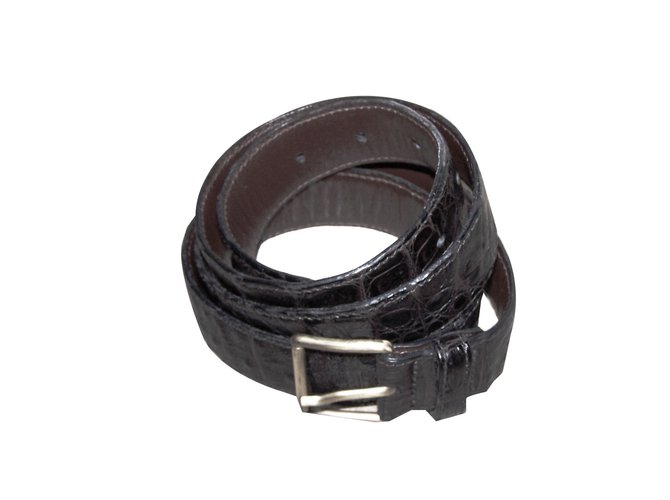 Autre Marque LARUSMIANI Belts Black Dark grey Exotic leather  ref.58821