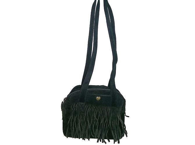 Autre Marque Borsa Sepcoeur in scamosciato nero con frange