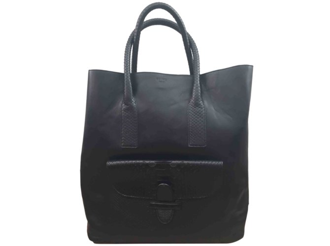 Céline Handtasche aus Leder und Python Schwarz 