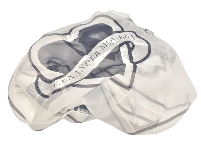 Alexander Mcqueen Silk scarves White  ref.58981