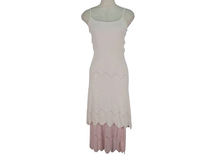 Chanel Dress Pink White Polyester Rayon  ref.58982