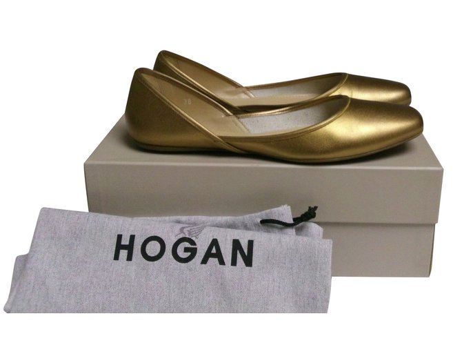 Hogan Ballerinas Golden Leder  ref.58996