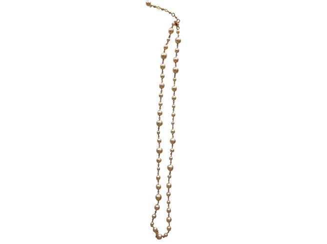 Chanel Vintage sautoir perles sur chaine dorée  ref.59001