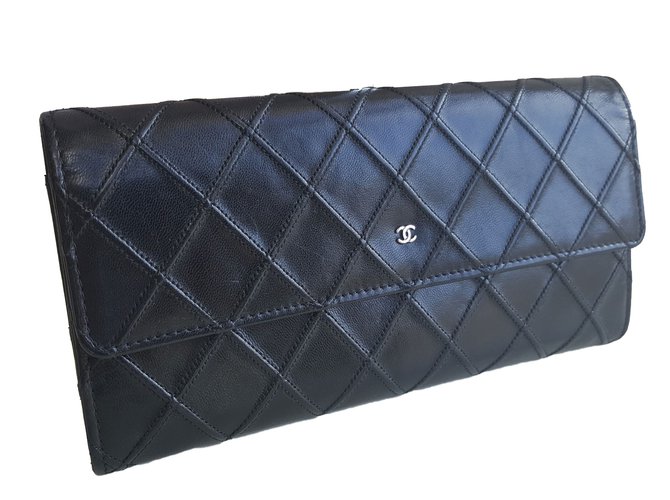 Chanel Wallets Black Leather  ref.59028