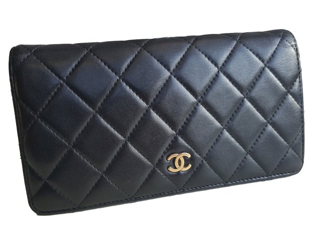 Chanel Wallets Black Leather  ref.59029