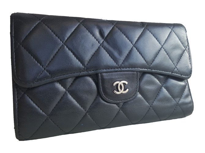 Chanel Wallets Black Leather  ref.59033