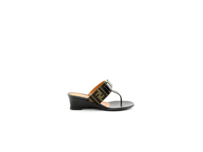 Fendi sandals new Brown Leather  ref.59055