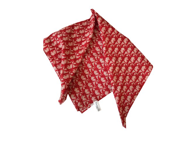 Christian Dior Foulards Coton Rouge  ref.59062