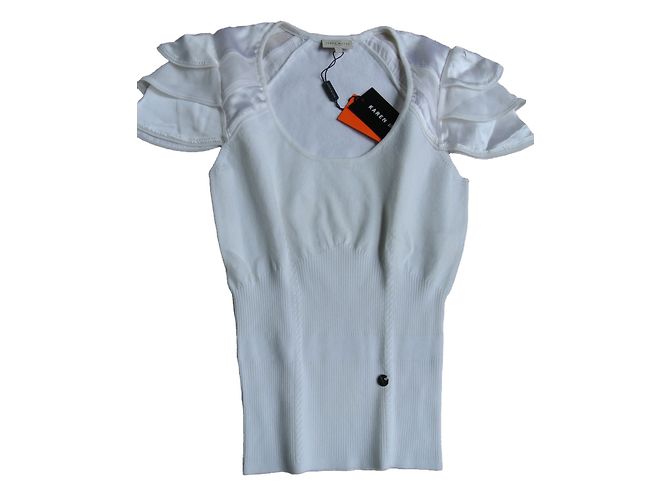 Top blanco Karen Millen de algodón y seda Talla M