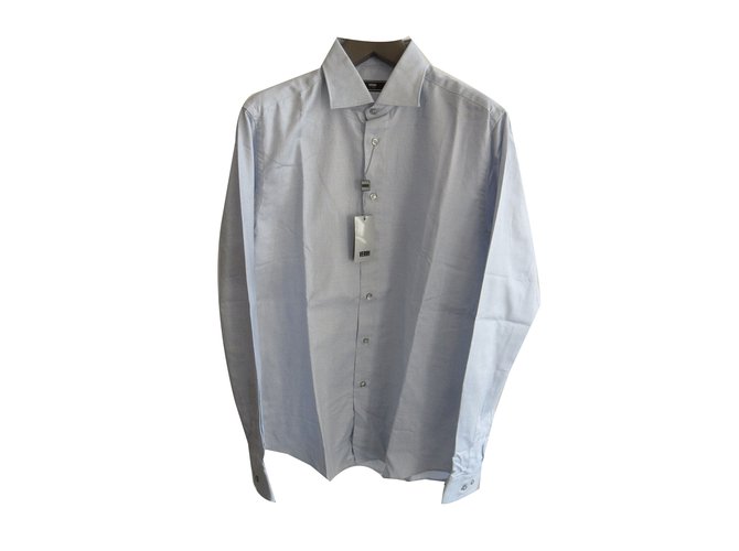 Autre Marque Camisa de vestido dos homens novos de VERRI milano Branco Azul Algodão  ref.59153