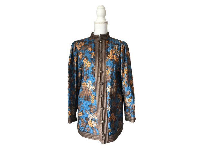 Yves Saint Laurent SAINT LAURENT  Floral Print Quilted Jacket Multiple colors Silk  ref.59165