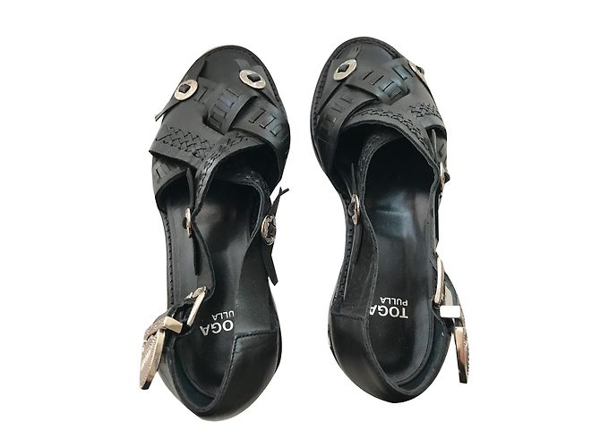 Sandali crossover Toga Pulla in pelle nera Nero 