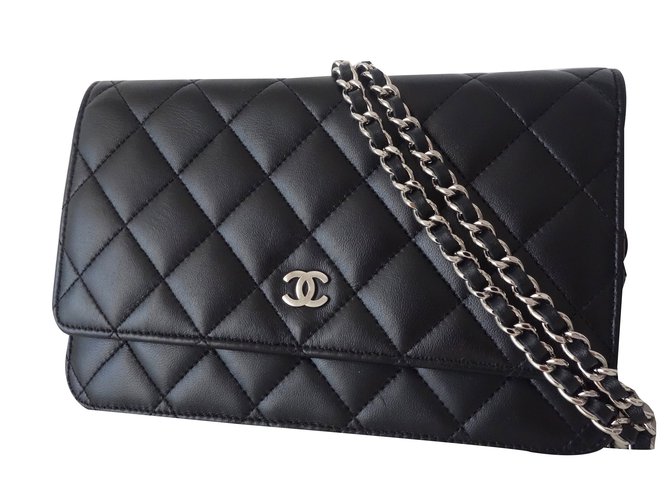 Chanel portafoglio sulla catena Nero Pelle  ref.59203