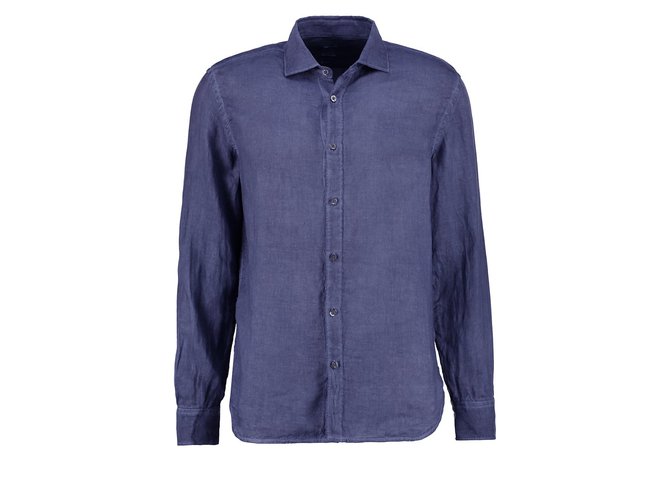 120% lino men's light shirt new Blue Linen  ref.59216