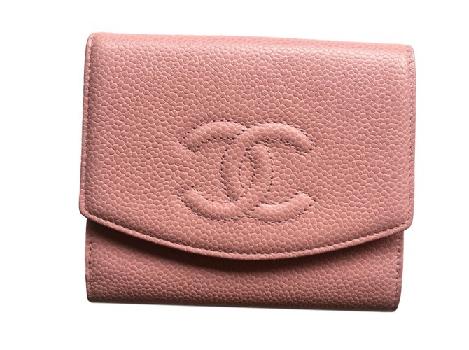 Chanel carteiras Rosa Couro  ref.59221