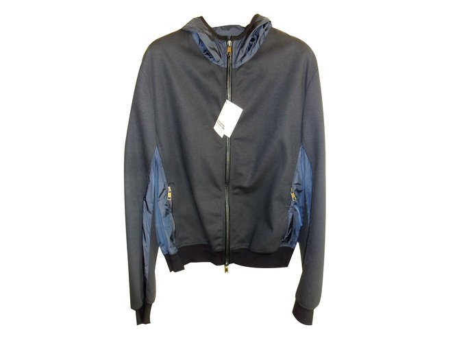 Autre Marque MAURIZIO BALDASSARI outwear jacket Blue Leather Cotton Nylon  ref.59248