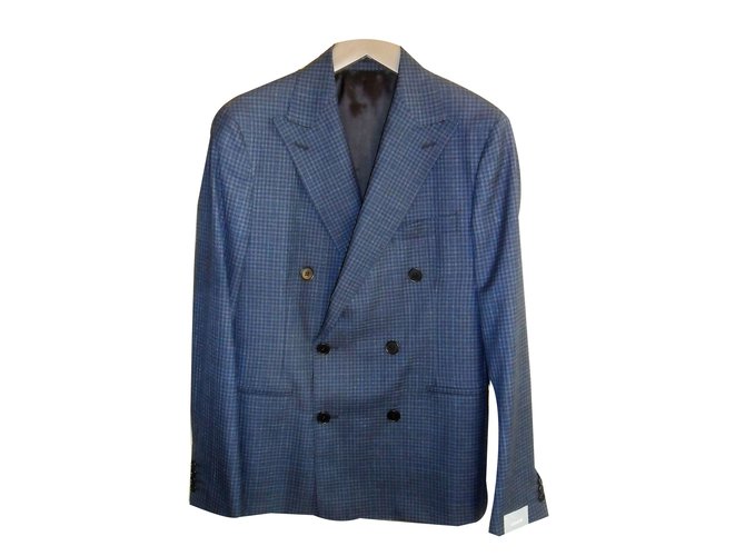 Cantarelli double breasted men's new suit Blue Wool  ref.59258