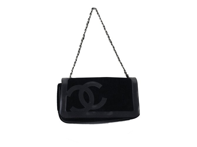 Chanel Bolsos de mano Negro Paño  ref.59271
