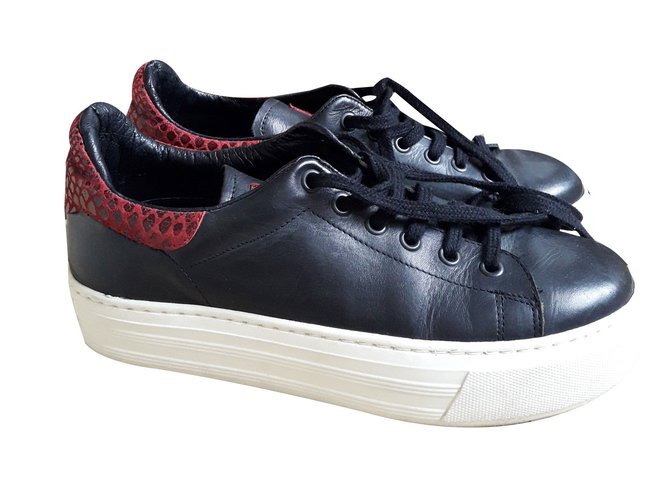 Ann Tuil Sneakers Black Leather  ref.59275