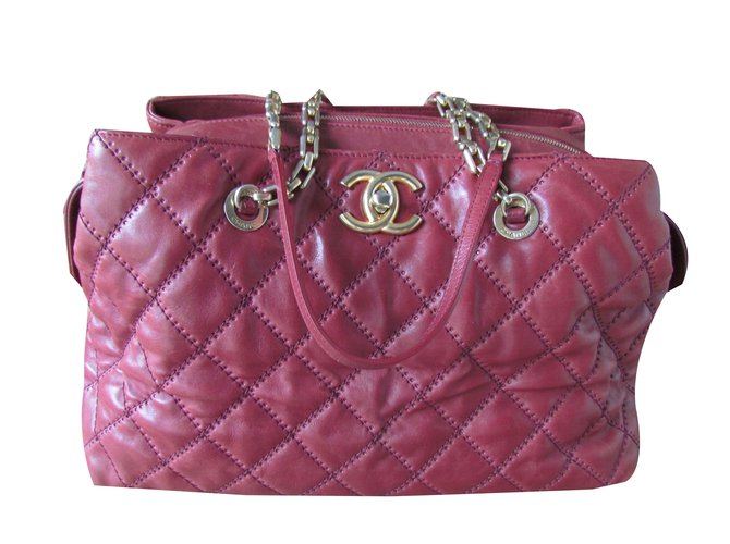 Chanel Handbags Red Leather  ref.59296