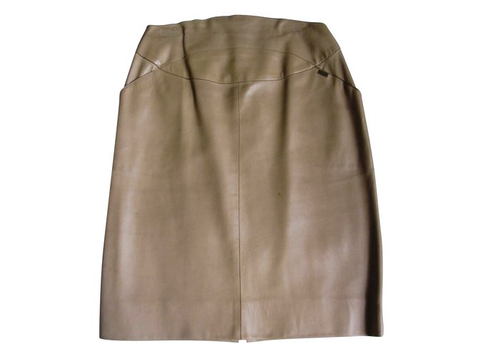 Chanel Skirts Beige Leather  ref.59333