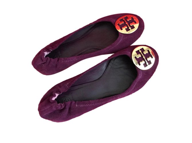 Tory Burch Minnie Ballet Flat Shoe Purple Suede  - Joli Closet
