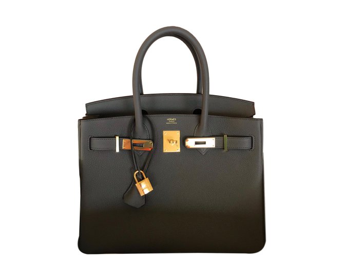 Birkin Hermès Handbags Grey Leather  ref.59380