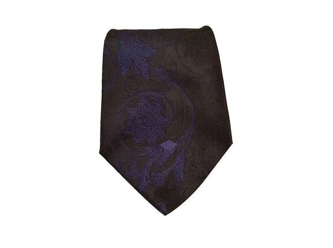 Versace Cravates Soie Bleu Marine  ref.59466