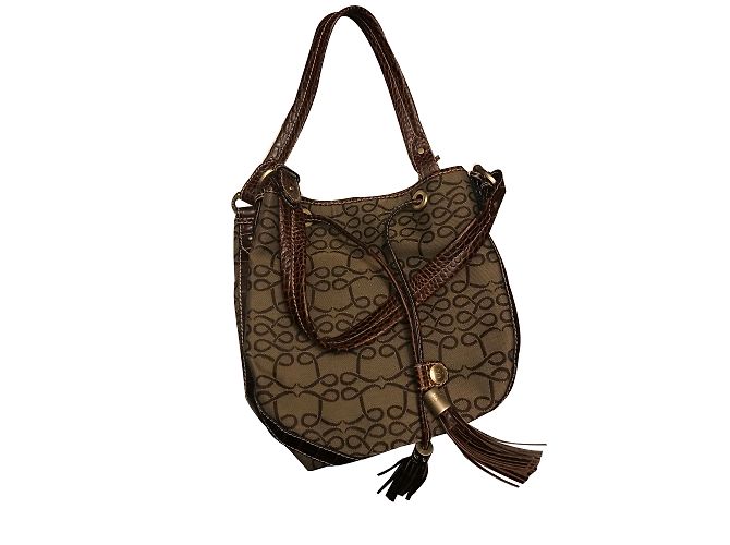 Lancel Bolsa Saco Playful Monograma de Lona Bege