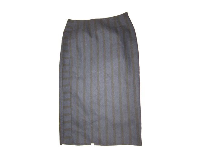 Maje Skirts Black Navy blue Polyester Wool Polyamide  ref.59555