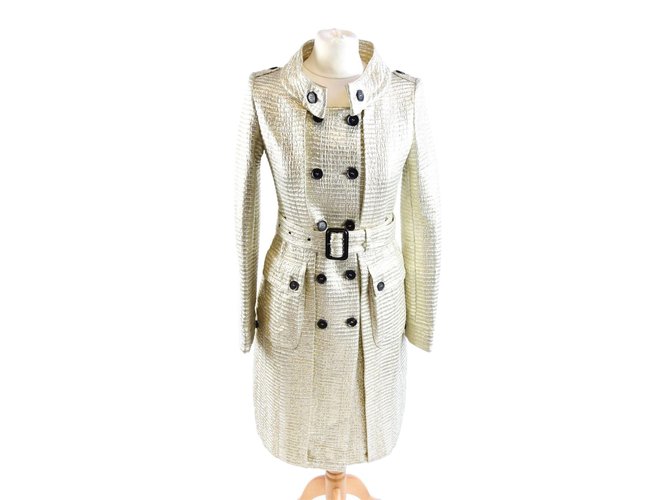 Burberry Prorsum Coats, Outerwear White Golden Polyamide  ref.59615