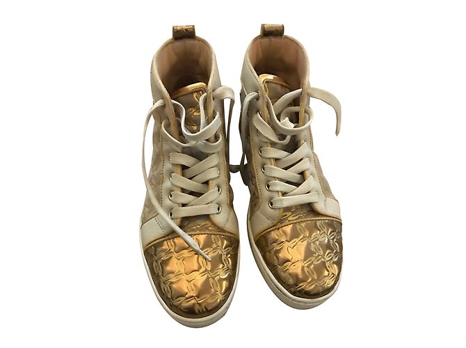 Baskets Christian Louboutin Cuir Doré
