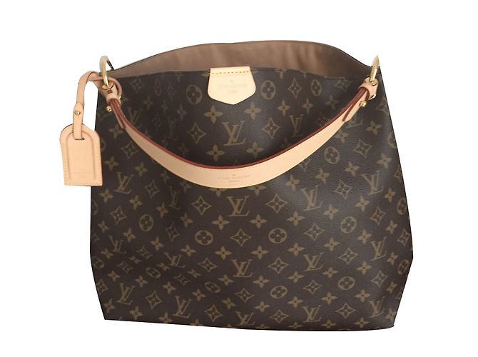 Graceful Louis Vuitton GRAZIOSO Marrone scuro Pelle Tela