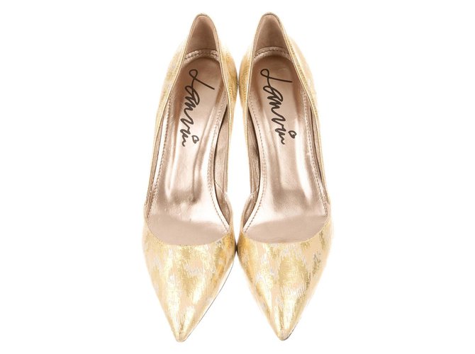 Lanvin golden d'orsay heels Leather Cloth  ref.59785
