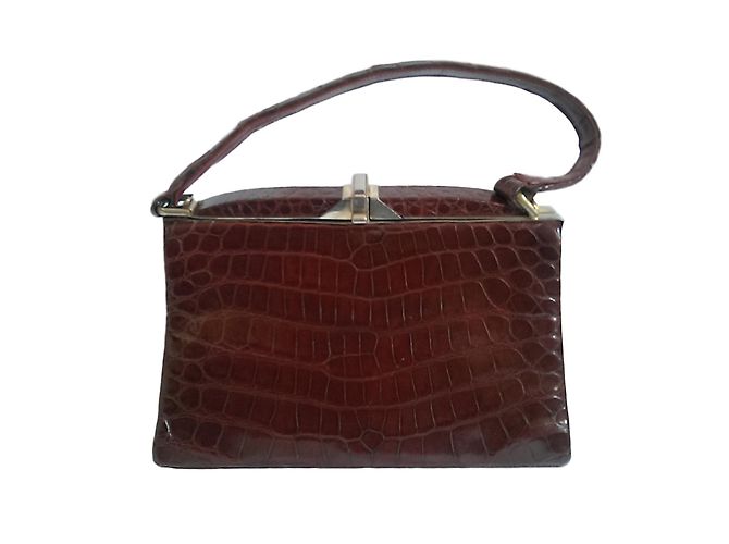 Autre Marque Bolsa de couro de crocodilo borgonha Bordeaux