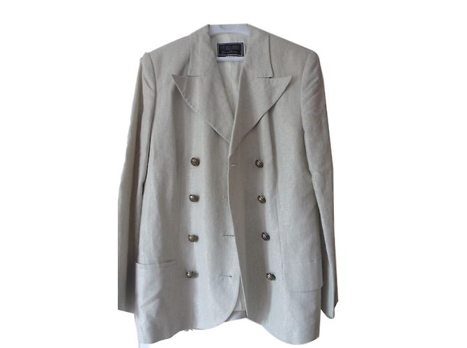 Chaqueta de lino Gianni Versace plateada Plata