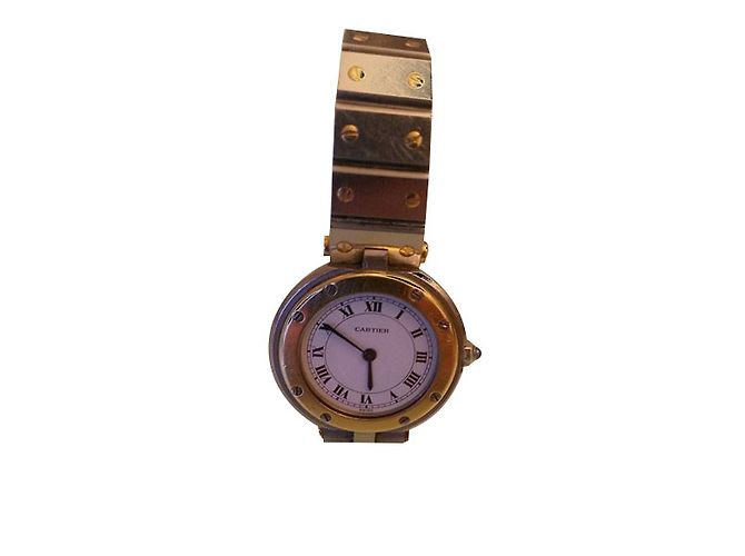 Autre Marque Relógio Cartier Santos Round em ouro e aço 33 mm Dourado
