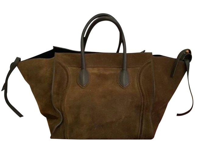 Céline CELINE LUGGAGE PHANTOM MINI CABAS IN BROWN SUEDE HAND BAG ref.505733  - Joli Closet